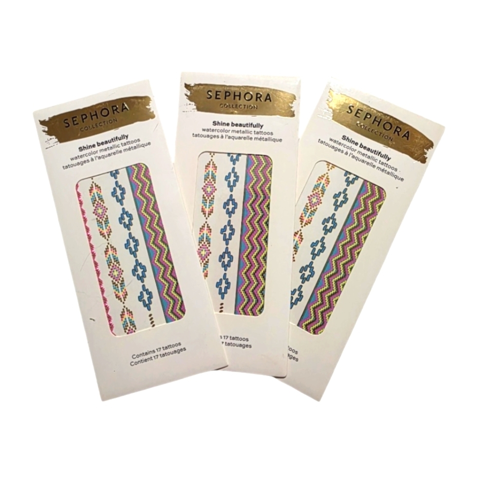 Sephora Collection Shine Beautifully Watercolor Metallic Tattoos - 3 Packs!